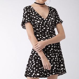 Navy polka dot button down dress NWT